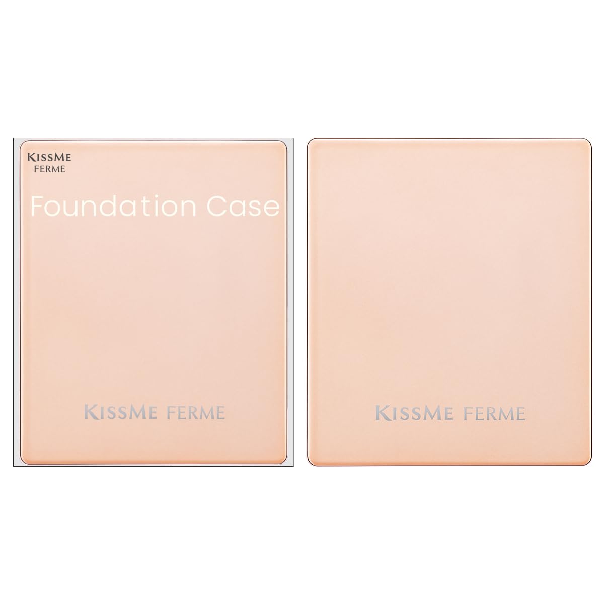 KiSS Me FERME Silky Fit Foundation Case with Mirror, Compact Case for KiSS Me FERME Refill Foundation, Pink Beige