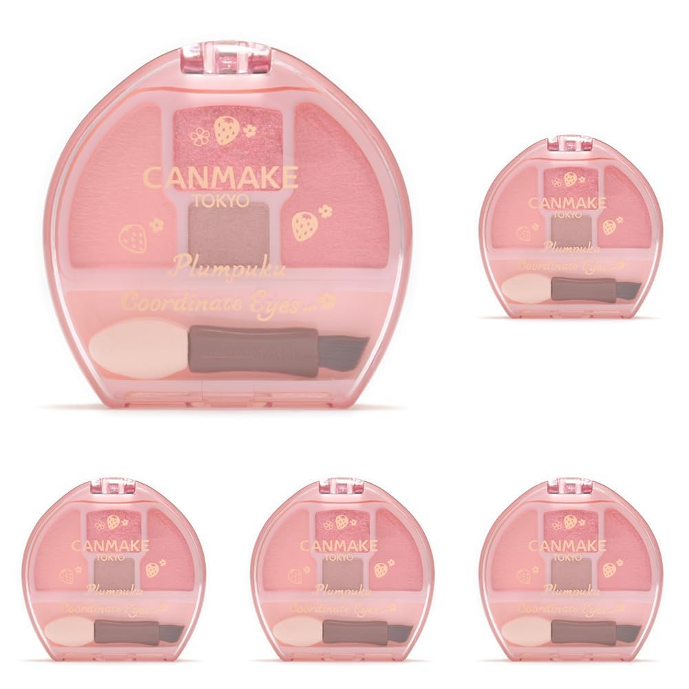 Canmake Plumpuku Coordinate Eyes, Four-Pan Under-Eye Shadow Palette with Matte, Pearl and Glitter for Three Looks, 1.4 g