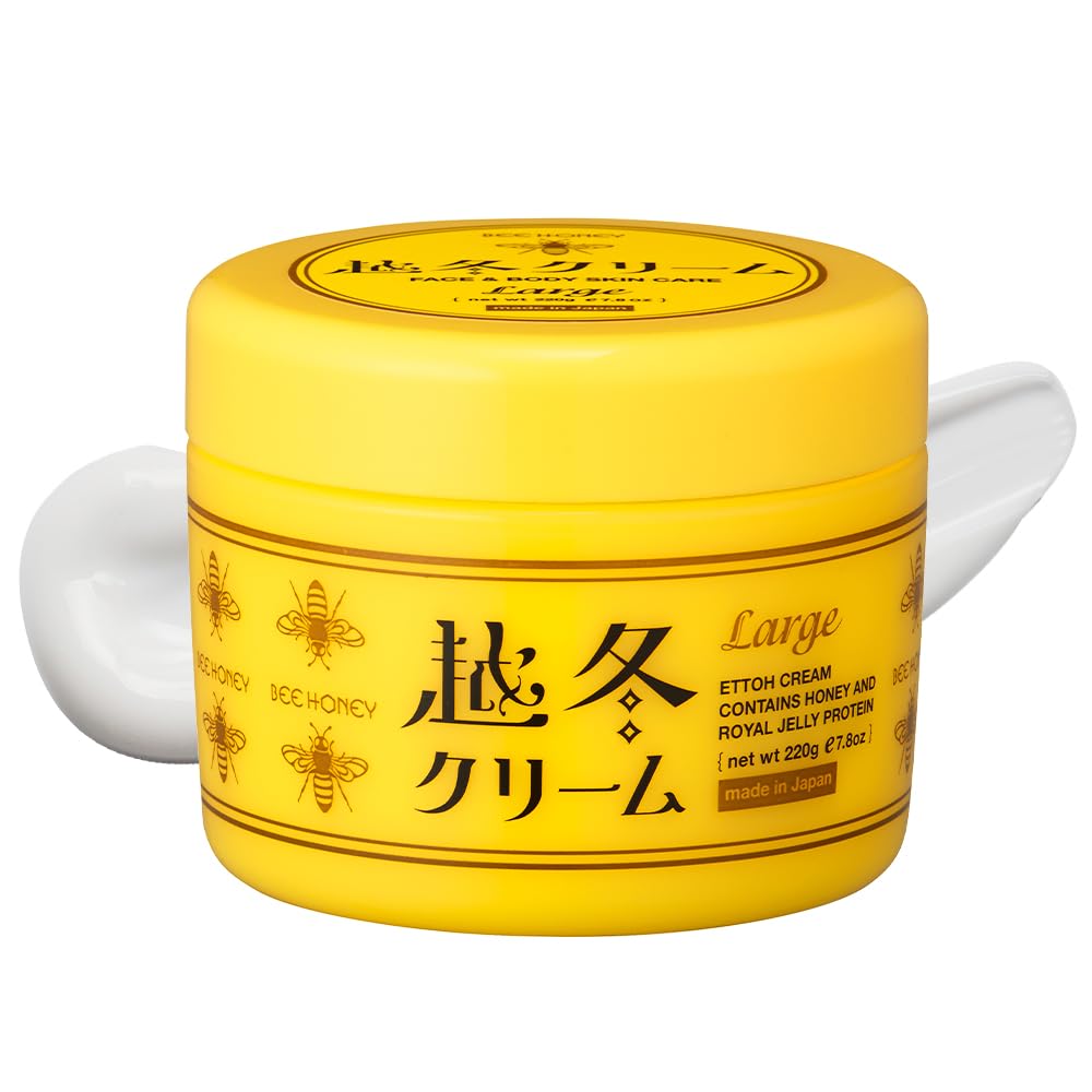 BEE HONEY Winter Honey Cream N, Rich Face and Body Cream with Honey and Royal Jelly Protein, Honeysuckle Scent, 220 g Jar, 100 g Jar or 30 g x 3 Tubes