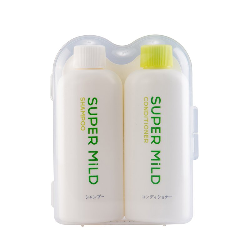 Shiseido Super Mild Shampoo and Conditioner Travel Set, Mini 50mL + 50mL in Carry Case