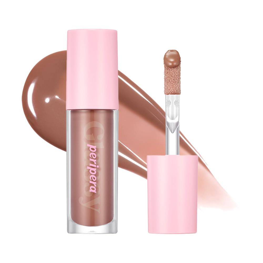 Peripera Ink Glasting Lip Gloss 02 Edge Nude, 4.5 mL Non-Sticky Glossy Lip Gloss with Jojoba, Mango Seed and Olive Oils for Volume and Shine, Made in Korea