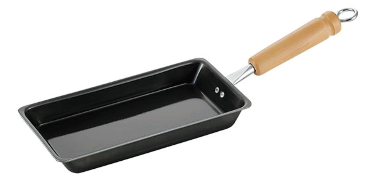 Summit Iron Tamagoyaki Pan, Long Mini Rectangular Japanese Omelette Pan with Wooden Handle, 104 x 374 mm, Black