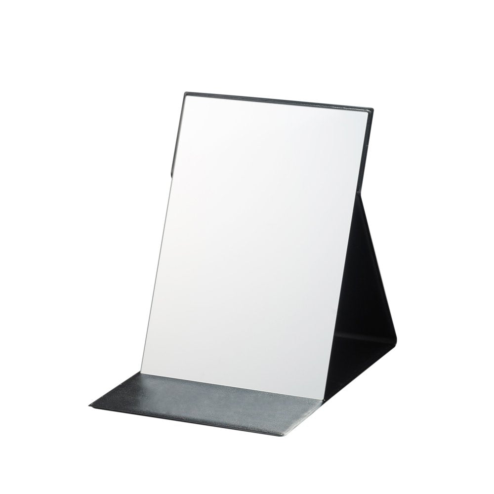 Pro Model Folding Makeup Mirror, Frameless Polished Glass with a Cushioned Fold-Out Cover, 4 Sizes, Black or Pink
