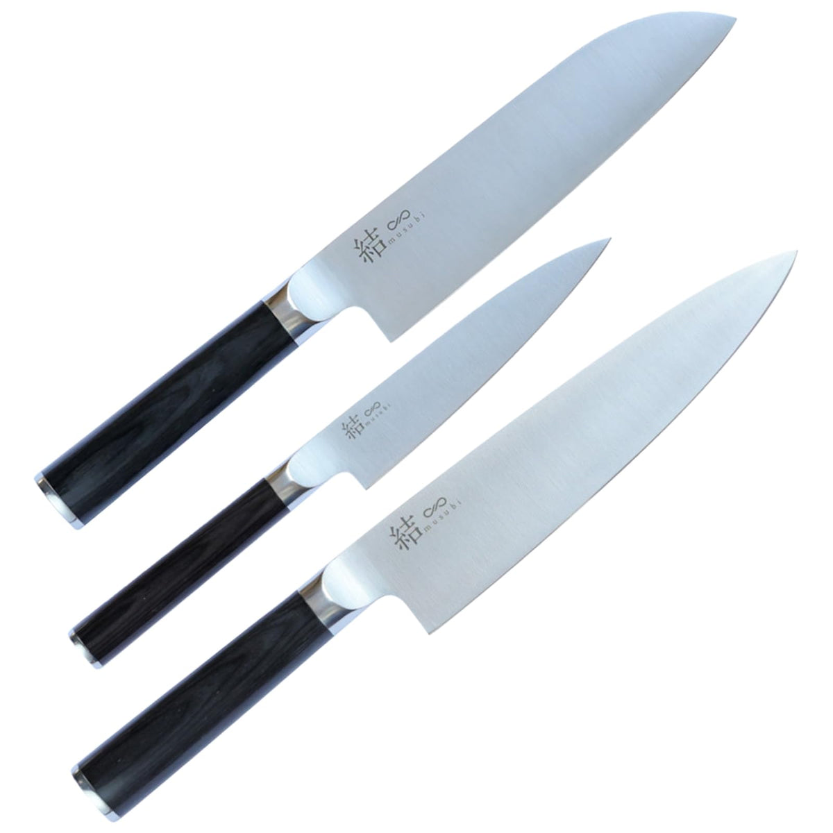 Musubi Stainless Knife In Gift Box — Santoku, Gyuto, Petty Or Set