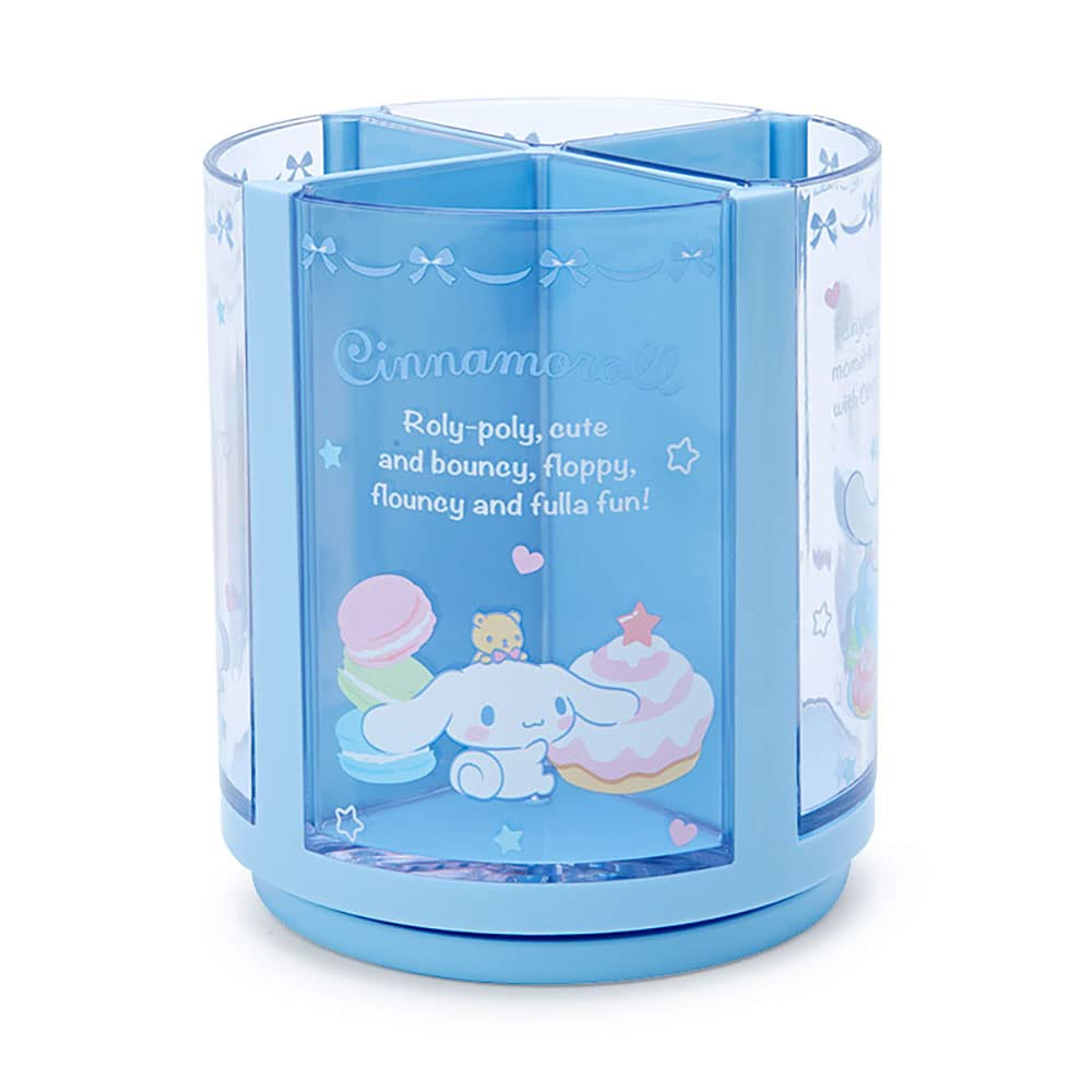 Sanrio Rotating Pen Stand, 360-Degree Turning Plastic Pen Holder with Four Detachable Sections for Pens, Make-Up Brushes and Small Items, About 10 x 10 x 11 cm, Four Characters
