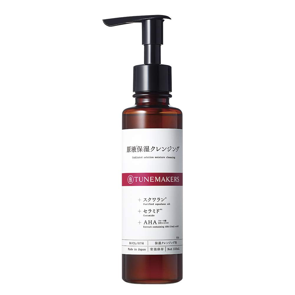 TUNEMAKERS Undiluted Solution Moisture Cleansing 150 ml, Squalane, Ceramide and AHA Makeup-Removing Cleansing Gel for Wet Hands and Lash Extensions