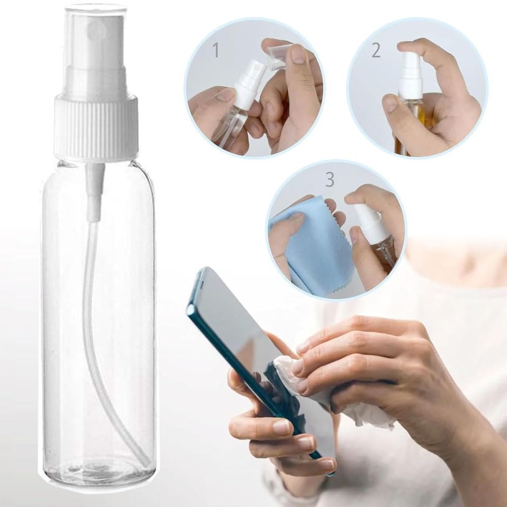 Axmomod 15 mL Fine Mist Spray Bottles, Set of 6 Clear PET Travel Bottles with Screw-On Spray Heads for Cosmetics, Perfume, Toner and Cleaning