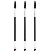LUYING Double-Ended Eyebrow Brush Set of 3, Angled Brow Brush and Spiral Lash Comb 2-in-1 Makeup Brushes, Black