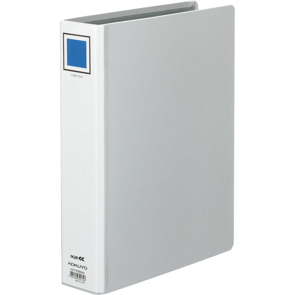 Kokuyo K2 Tube File, Both-Side Opening A4 Portrait 2-Hole File for 300, 500 or 800 Sheets, 30, 50 or 80 mm Spine, with Five Divider Cards, Blue or Silver