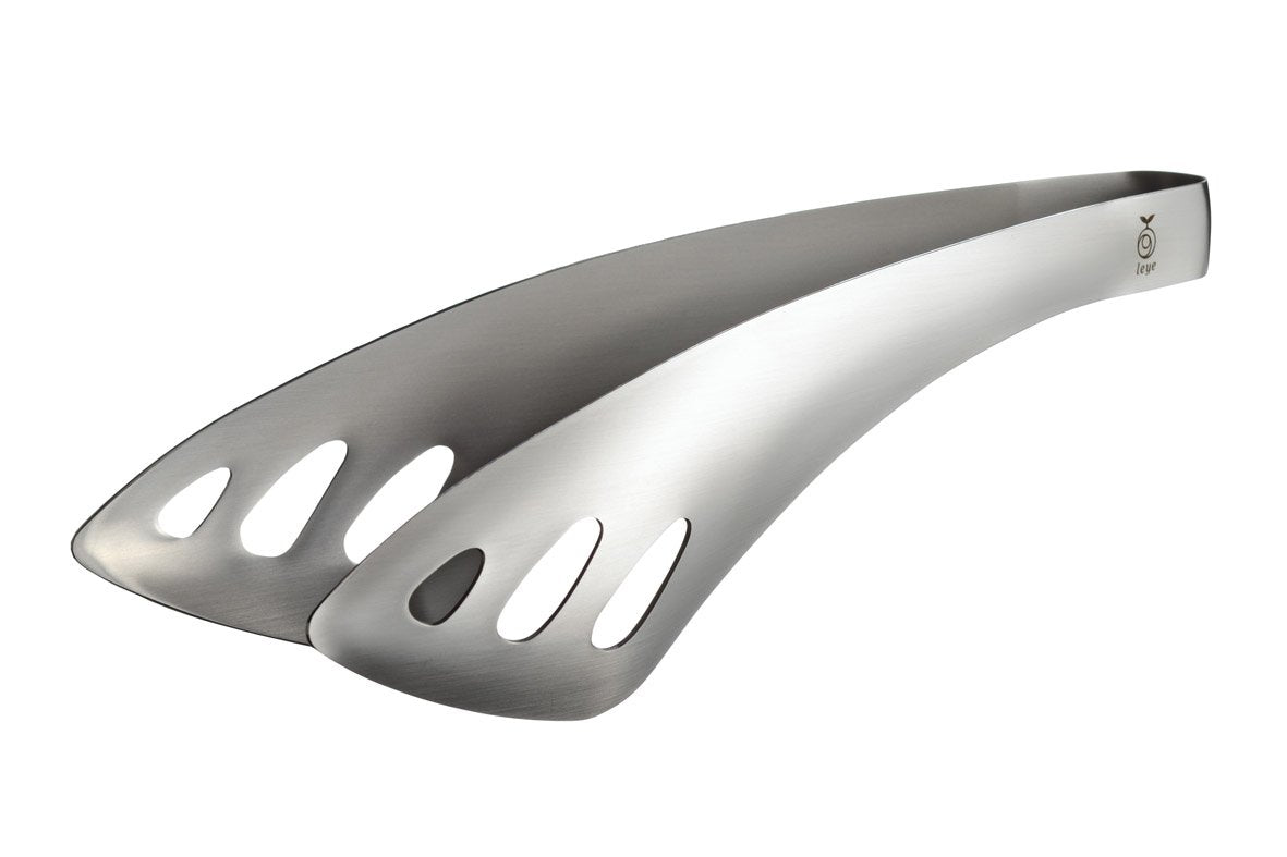 Aux Leye Fingertip Server Tongs, Stainless Steel Serving Tongs for Salad and Rolls, 21 cm, Made in Japan, Silver Without Box or With Gift Box