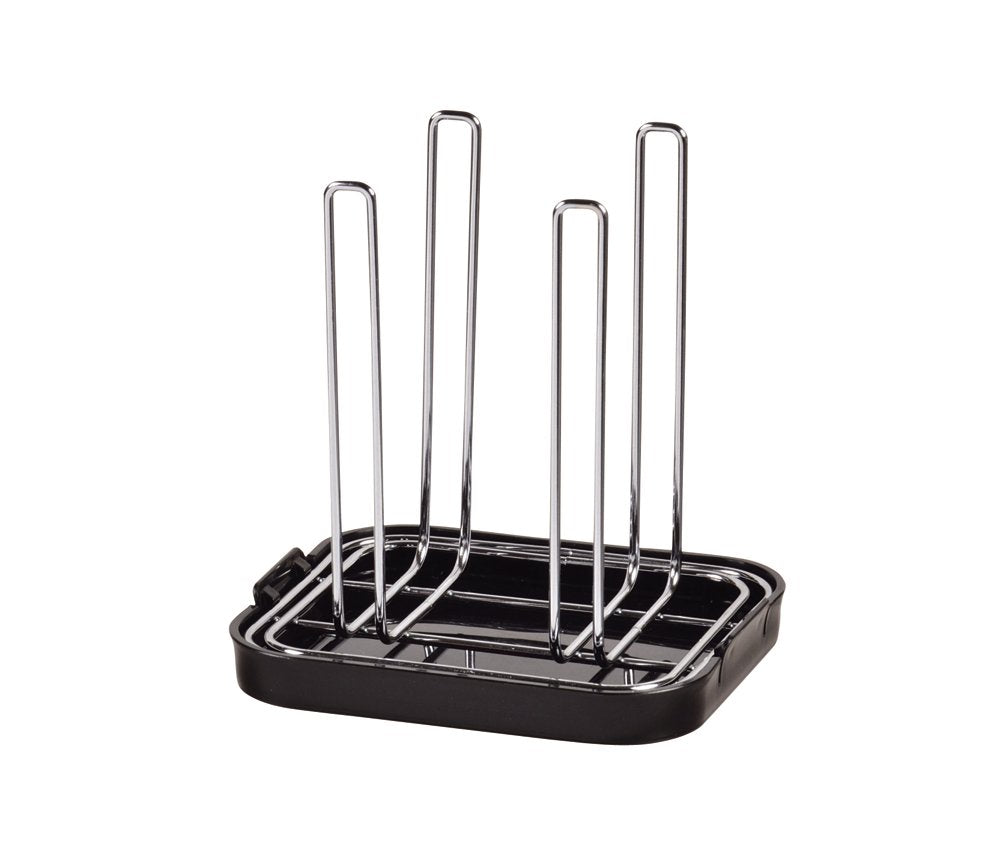 Pearl Metal Simple Storage Bottle and Glass Stand, Chrome Draining Stand with Removable Tray for Bottles and Glasses, 16 x 13.5 x 16.5 cm and 260 g, White, Black or Red