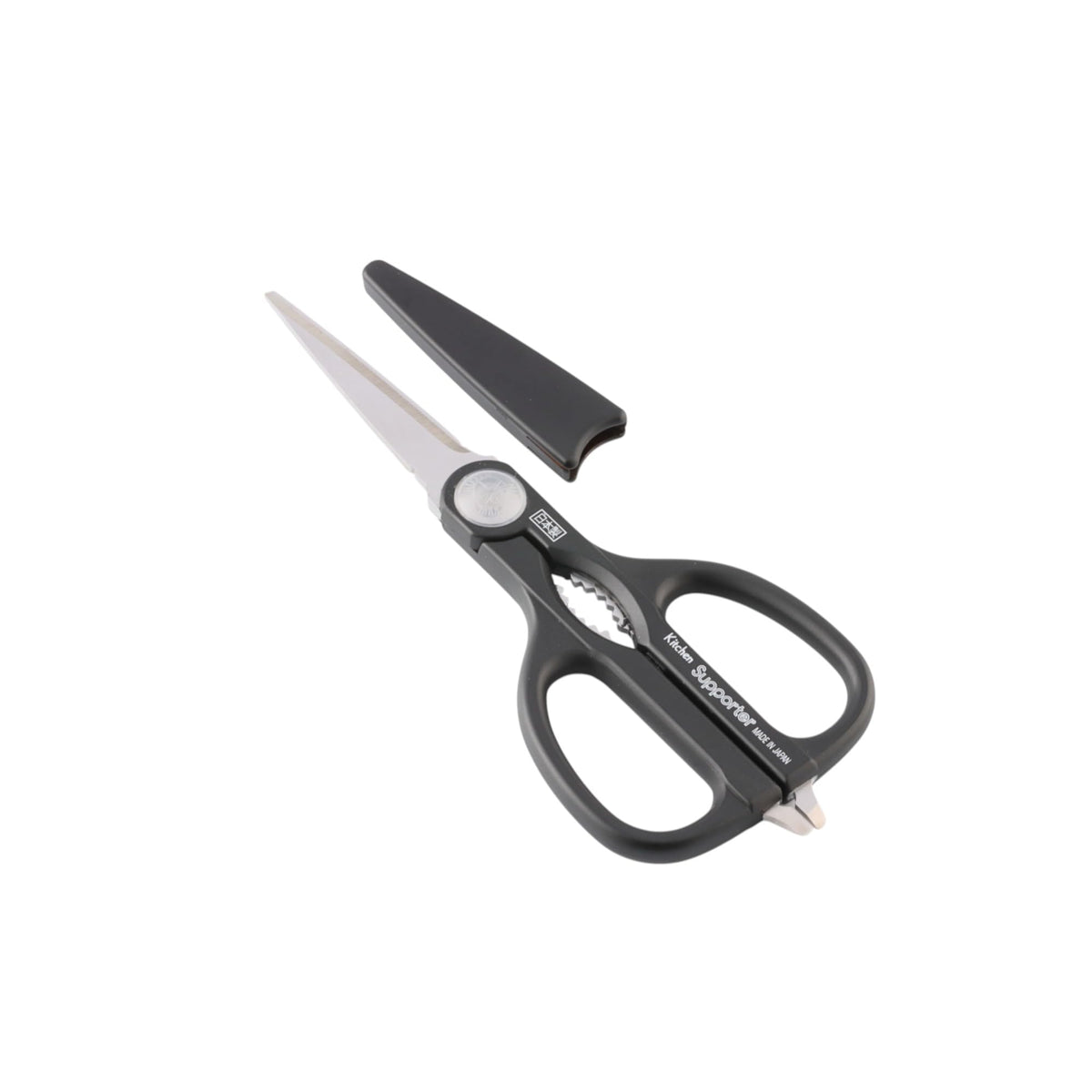 Nikken Supporter Detachable Kitchen Shears 75893S, Stainless Steel Multi-Purpose Scissors with Blade Cap, 230 mm, Black