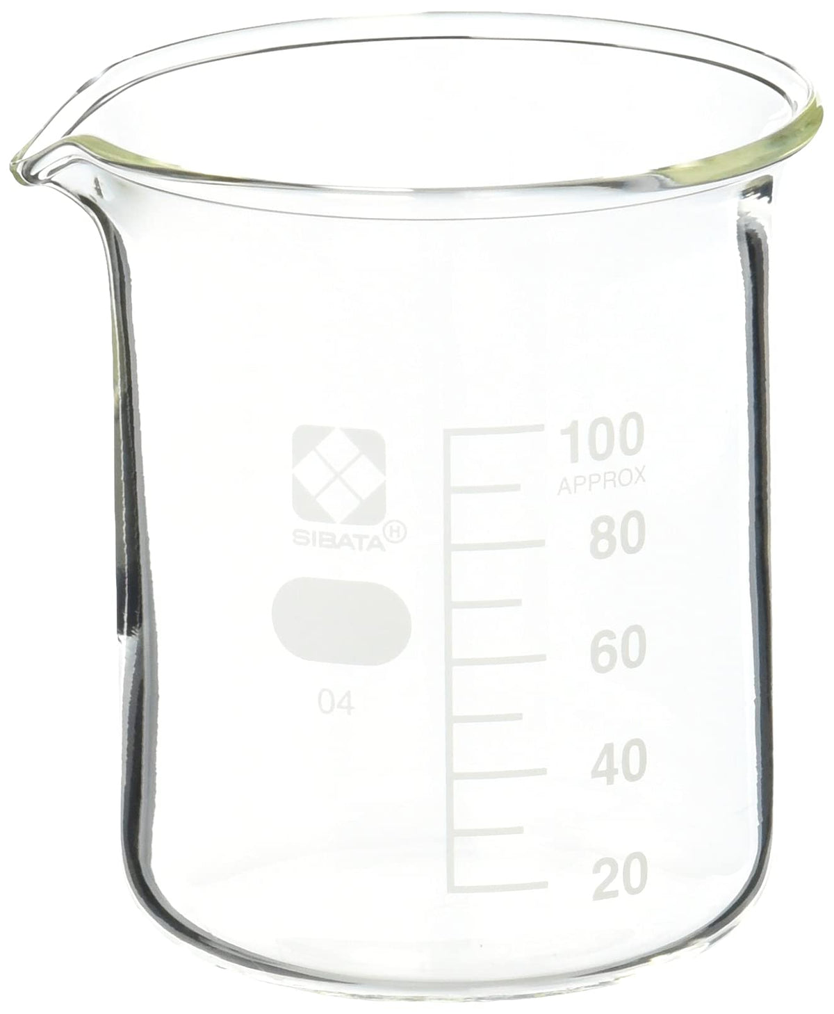 Sibata Borosilicate Glass Beaker 010020, 50 ml or 100 ml Low-Form Graduated Beaker with Pouring Lip, 46 x 60 mm or 55 x 70 mm