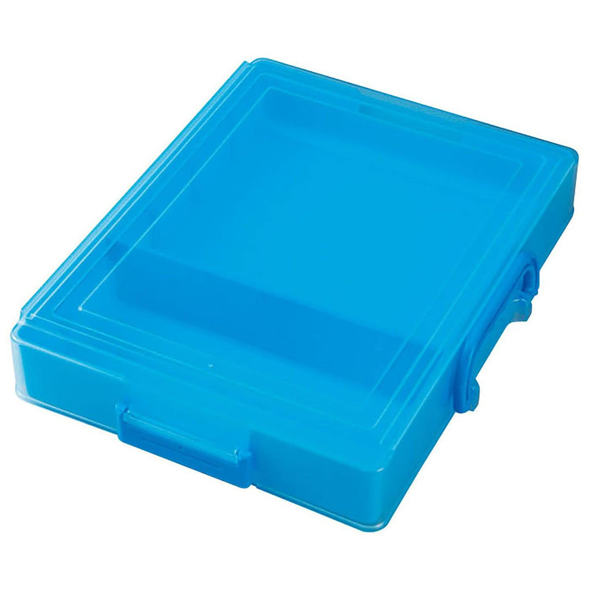 Kutsuwa School Tool Box A4 Two-Tray Stationery Box BX018, 315 x 238 x 60 mm Polypropylene with Handle and Movable Divider, Blue, Purple or Pink