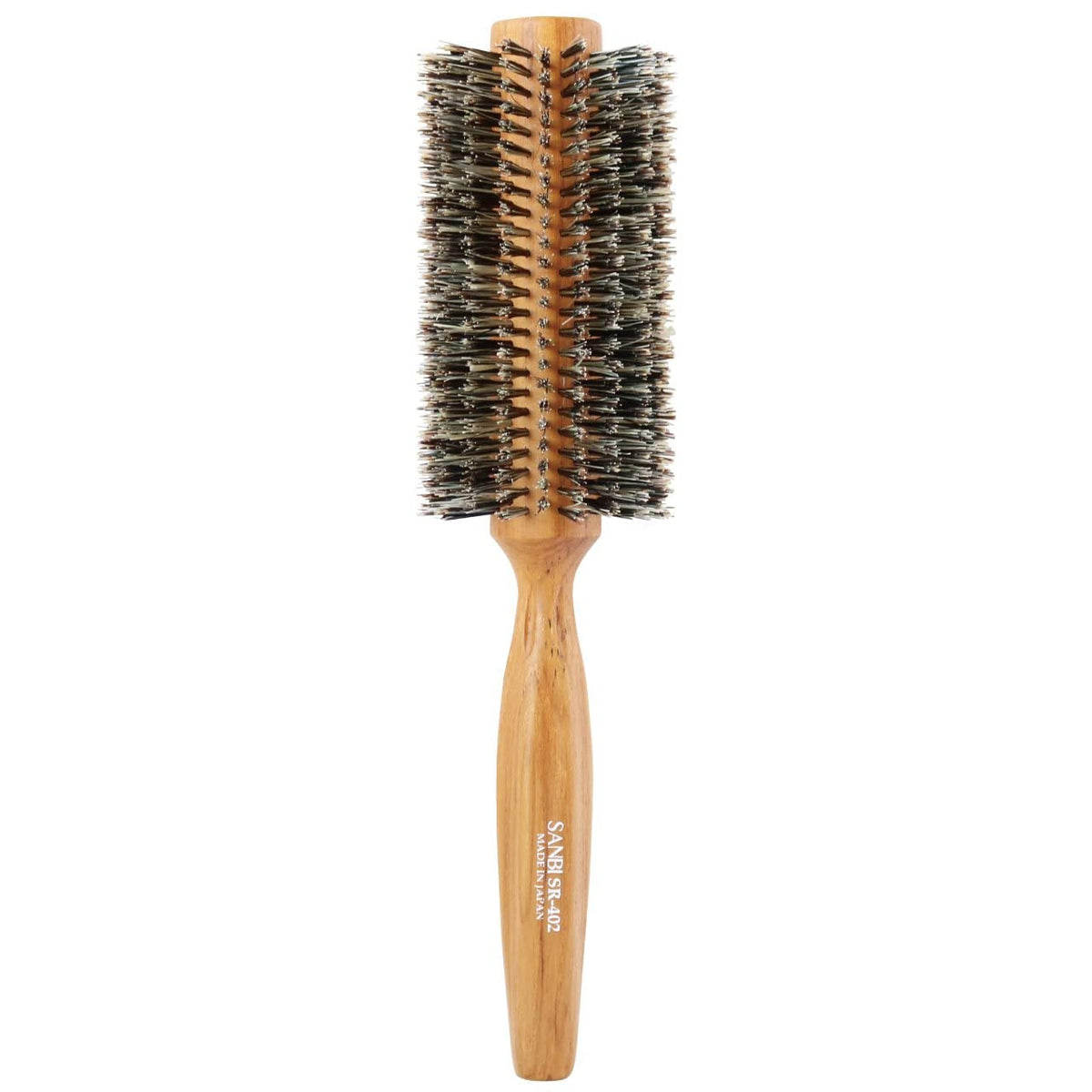 Sanbi Soft Roll Brush SR, Natural Wood Handle with Soft Boar Bristles, Round Blow-Dry Brush in 38 to 75 mm, Made in Japan