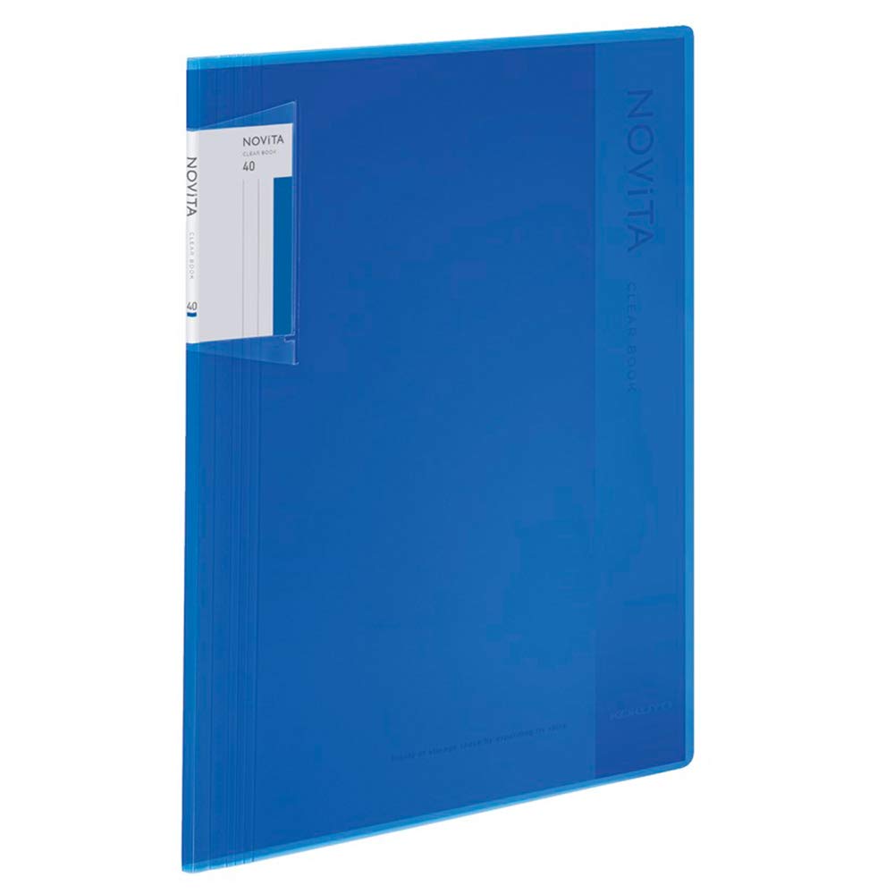 Kokuyo Novita Clear Book, Fixed Type A4-S with 40 Pockets for 500 Sheets, Spine Stretches 8 to 50 mm, 307 x 251 mm, Recycled PP Cover, Nine Colours