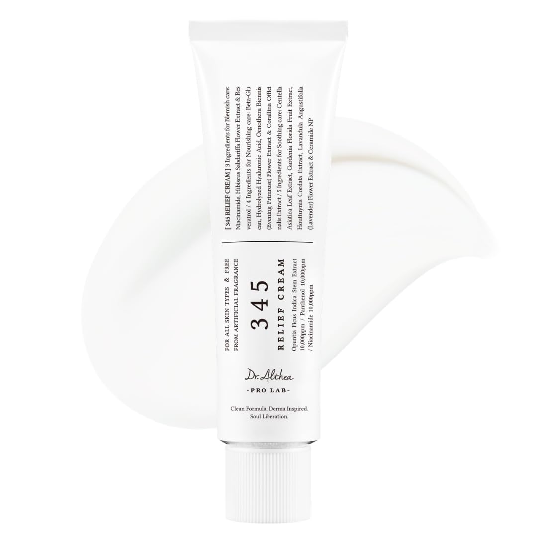 Dr.Althea 345 Relief Cream, Soothing Moisturising Face Cream with Niacinamide, Panthenol and Opuntia Stem Extract, 50 mL
