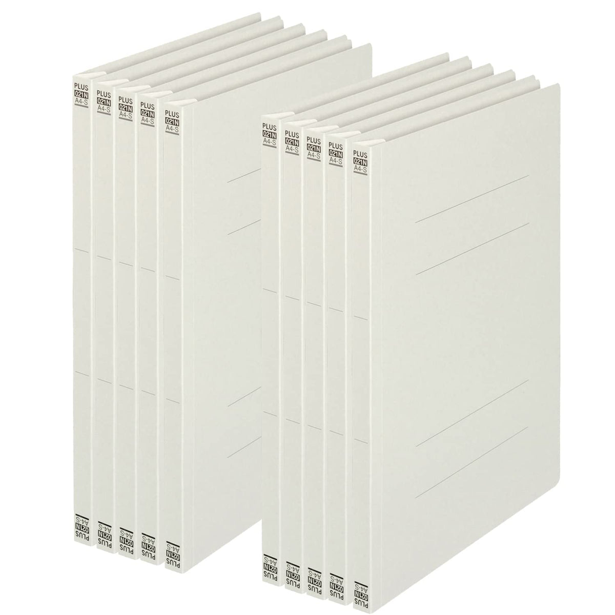 PLUS Flat File A4-S No.021N, Non-Stitch Paper File with Plastic Fastener for 180 Sheets, 307 x 230 x 18 mm, 2-Hole 80 mm Pitch, Pack of 10 in Royal Blue, Blue, Yellow, Pink, Orange, Green, Violet, Ivory or Grey