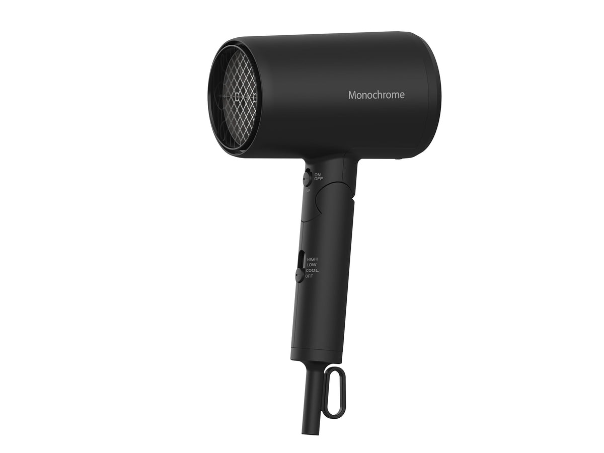 Koizumi Monochrome Hair Dryer KHD-9532/BK, 3.0 Cubic Metre Airflow Foldable Dryer with Low-Temperature Scalp Mode and Twin Negative Ions, Black