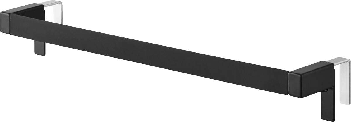 Yamazaki Tower Slip-Resistant Kitchen Towel Hanger Bar, Steel Bar with Silicone Cover that Fits Drawers and Doors 1.4 to 3 cm Thick, Regular 21.3 cm or Wide, Black or White