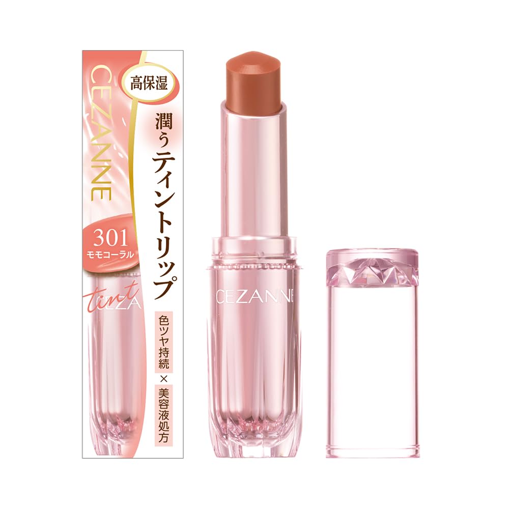 Cezanne Lasting Gloss Lip N 301 Momo Coral, 3.2 g Serum Tint Lipstick for Lasting Colour, Shine and Moisture