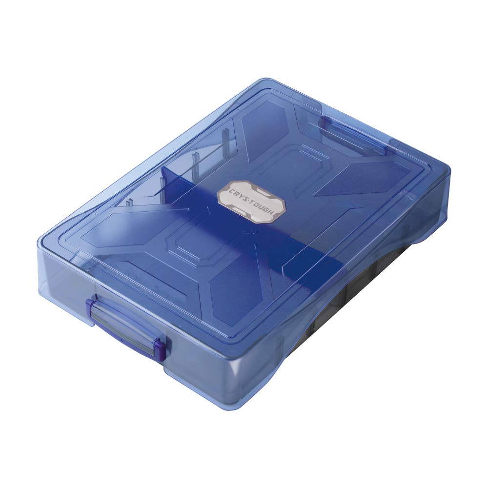 Sonic Crys-Tough School Tool Box GS-1392, Crack-Resistant Clear Polycarbonate Box with Divider and Name Sticker, Fits a School Desk and a 30 cm Ruler, 235 x 343 x 64 mm, Violet or Blue