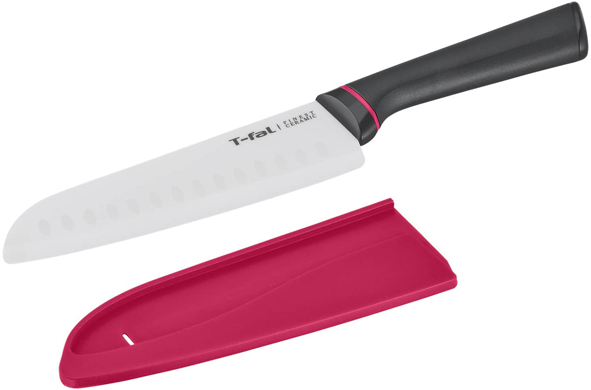 T-fal Finest Ceramic Santoku Knife 16.5 cm with Protective Cover (K17905)