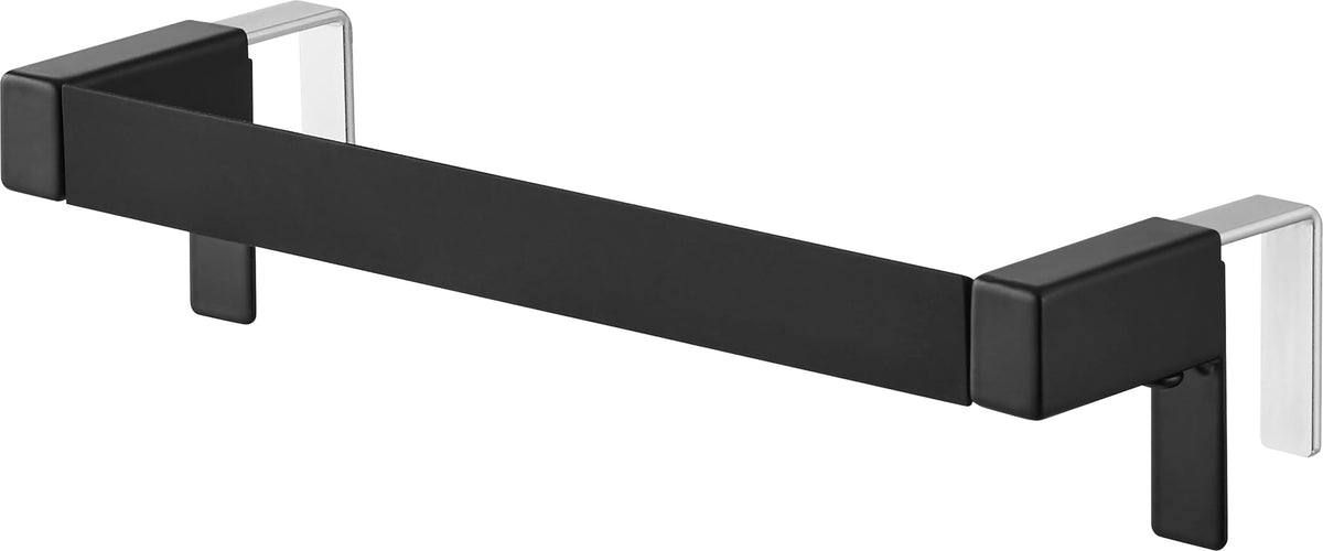 Yamazaki Tower Slip-Resistant Kitchen Towel Hanger Bar, Steel Bar with Silicone Cover that Fits Drawers and Doors 1.4 to 3 cm Thick, Regular 21.3 cm or Wide, Black or White