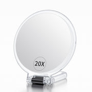 Beautifive Folding Hand Mirror, 1X and 20X or 10X Magnifying Mirror with Stand, 13.7 cm Round Double-Sided Compact Mirror
