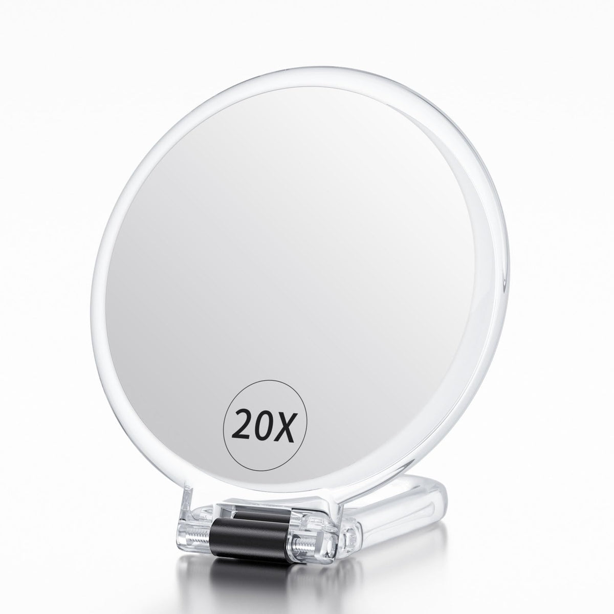 Beautifive Folding Hand Mirror, 1X and 20X or 10X Magnifying Mirror with Stand, 13.7 cm Round Double-Sided Compact Mirror
