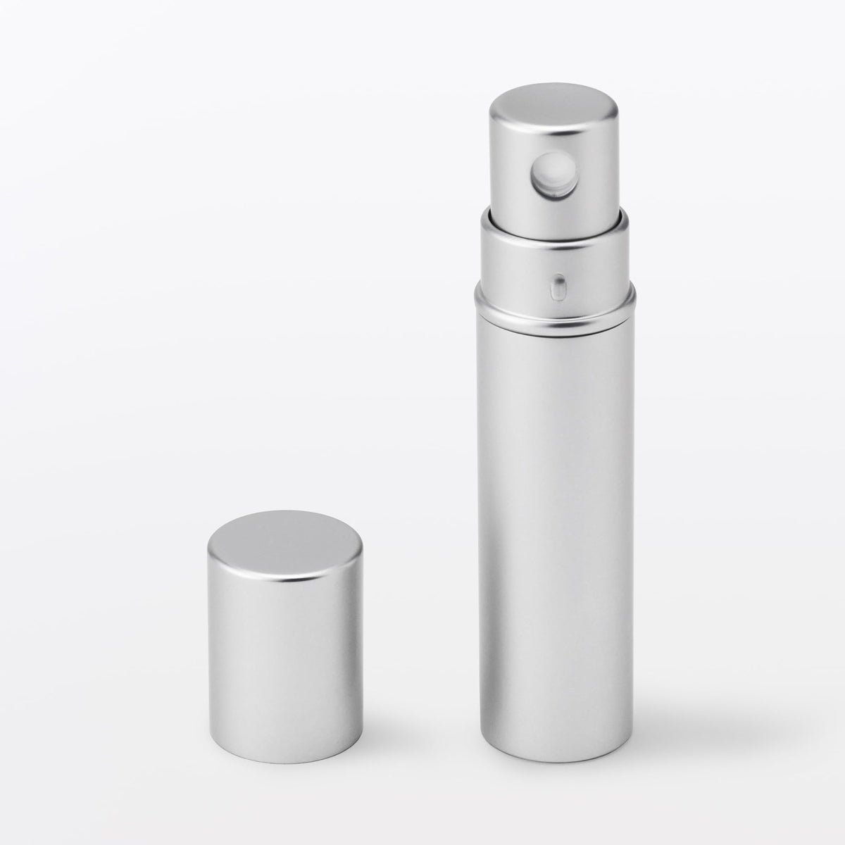 Muji Aluminium Atomiser, 4 mL Refillable Perfume Spray Bottle with Glass Bottle and Dropper, Silver