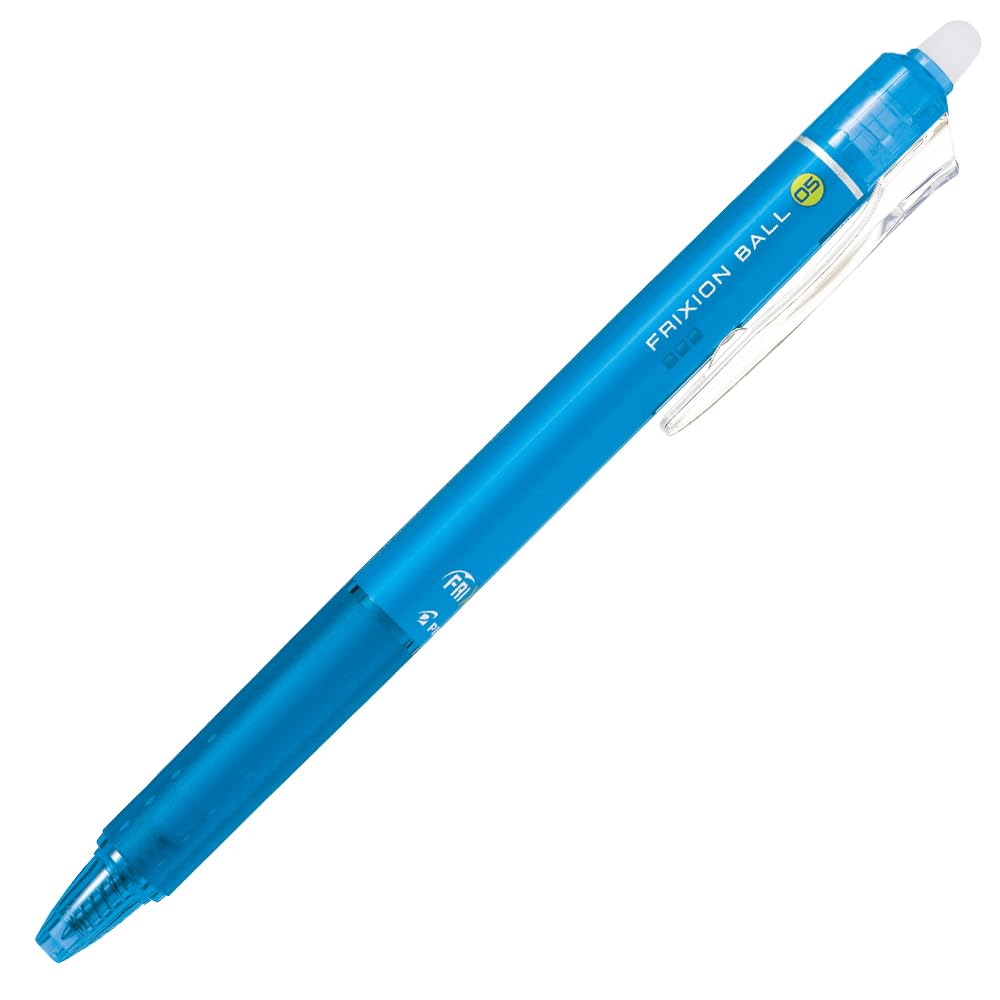 PILOT Frixion Ball Knock 0.5 mm Erasable Knock Ball Pen, Frixion Ink, 11.1 x 146 mm, Blue, Light Blue, Green, Orange or Pink, 1 Pen or 3 Pens