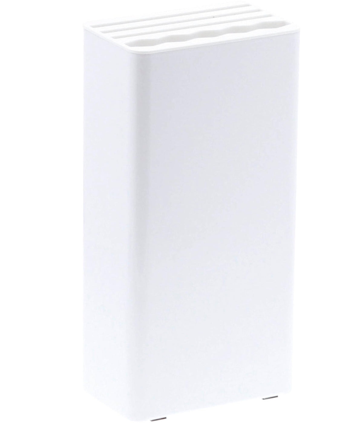 Yamazaki Tower Kitchen Knife and Scissors Stand, Slim Steel Block that Holds Knives and Kitchen Scissors, 11 x 7 x 22.3 cm and 930 g, White
