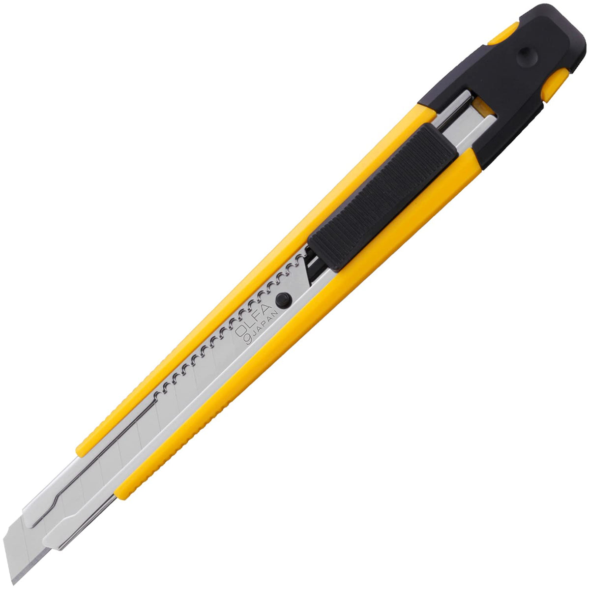 OLFA A Plus 215B Small Cutter, Slim Auto-Lock Utility Knife for Left or Right Hand with Blade-Snapping Clip, Takes Small Blades, 143.5 x 18.5 mm, Yellow