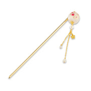 Kanzashi Hair Stick with Tombo-Dama Glass Bead and Swinging Chains, Single Prong Sakura Bead or Two-Prong Clear Bead, Made in Japan