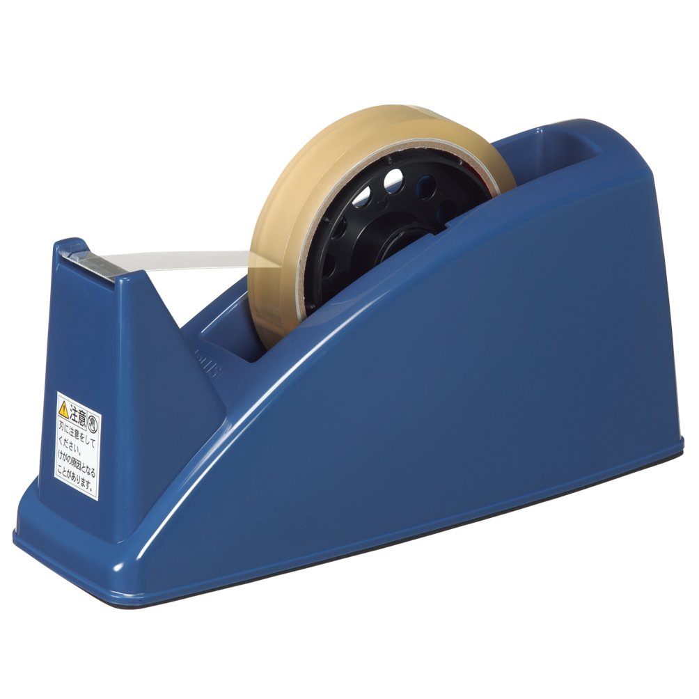 PLUS Heavy Desktop Tape Cutter TC-101E for Large and Small Rolls up to 24 mm x 70 m, 223 x 86 x 103 mm, About 1.28 kg, Black or Blue