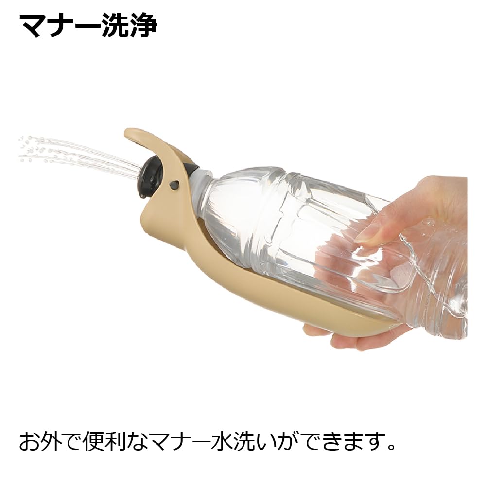 Richell Marctus Handy Shower for Dogs, Beige, Plastic Bottle Walk Shower and Water Dish for Small and Medium Dogs, 7.5 x 8.1 x 20.2 cm, 43 g with Carabiner