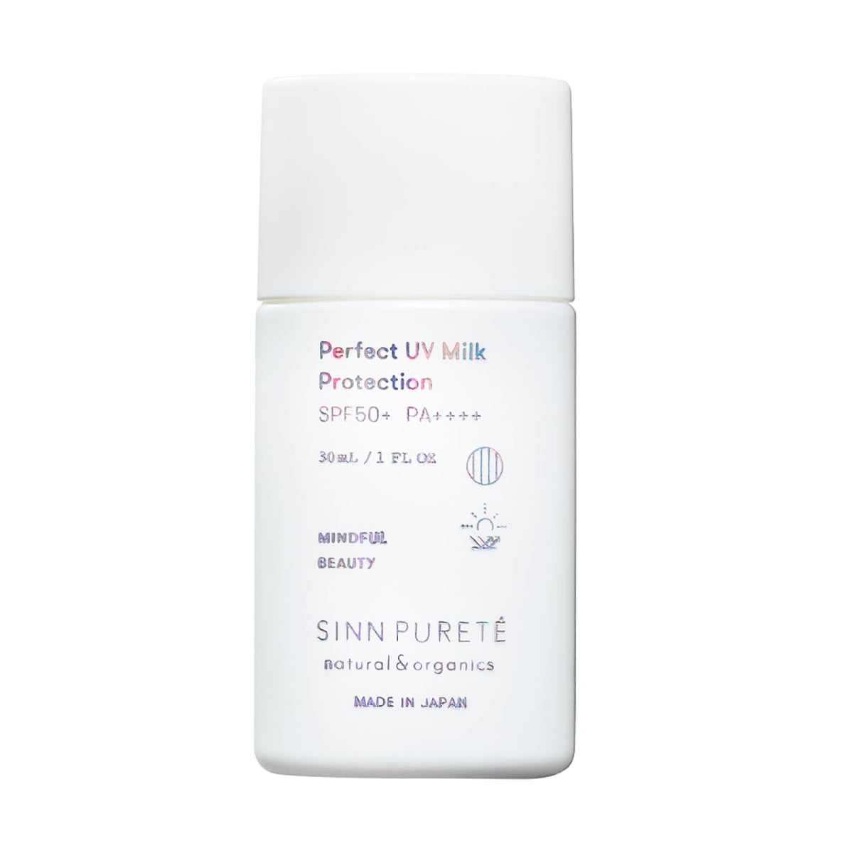 Perfect UV Milk Protection A, Zinc Oxide Mineral Sunscreen Milk SPF50+ PA++++ for Face and Body, UV-Absorber-Free, Soap-Off, No White Cast, Sandalwood and Lemongrass Scent, 30 mL