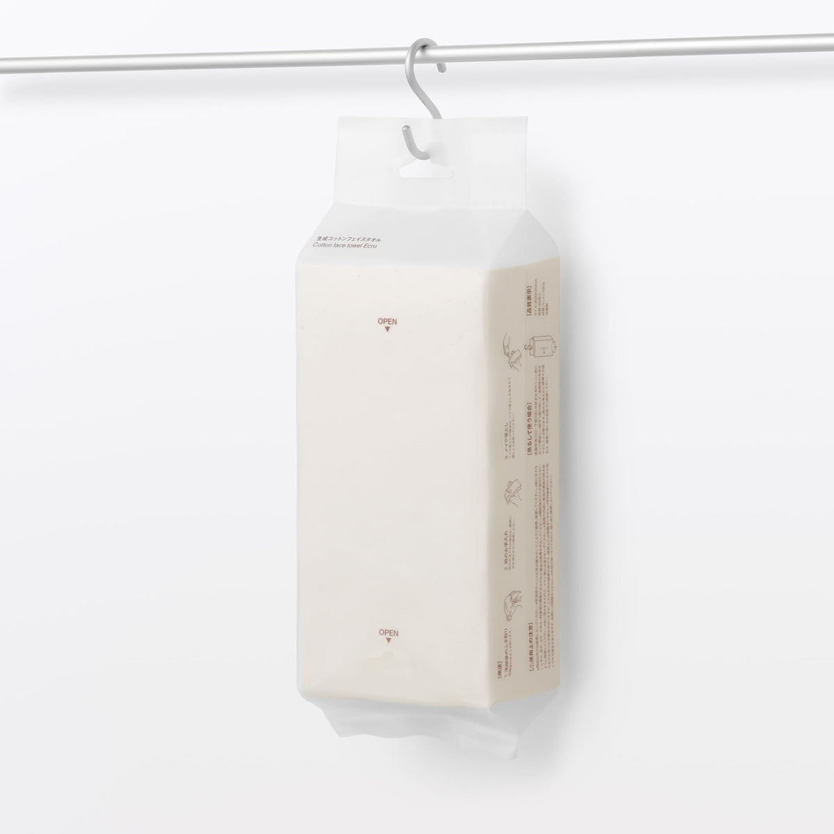 Muji Unbleached Cotton Face Towel, 60 Disposable Cotton Sheets of About 20 x 20 cm, 100 Percent Cotton