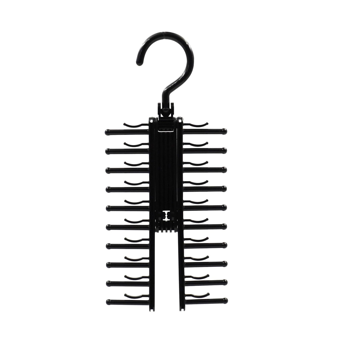 Shinko Hanger Tie Hanger Cross, Black ABS Hanger that Holds 20 Ties, 13 x 1.8 x 29 cm and 110 g, Made in Japan