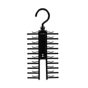 Shinko Hanger Tie Hanger Cross, Black ABS Hanger that Holds 20 Ties, 13 x 1.8 x 29 cm and 110 g, Made in Japan