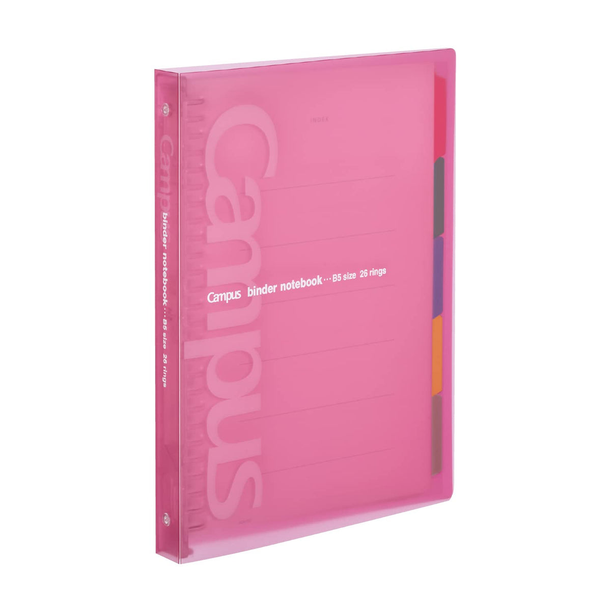 Kokuyo Campus Loose-Leaf Binder, B5 26 Holes for Up to 100 Sheets, Slide-Ring Plastic Binder with Translucent PP Cover, 272 x 215 x 29 mm, Eight Colours