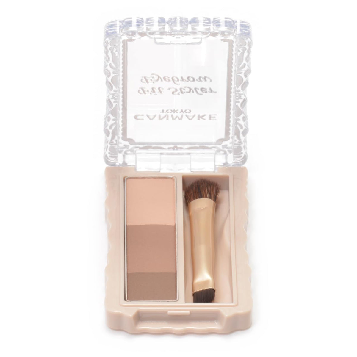 Canmake Fit Styler Eyebrow, Three-Shade Eyebrow Powder Palette with Double-Ended Brush, 2 g