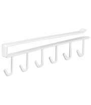 Yamazaki Tower Under-Shelf Kitchen Tool Hook, Six-Hook Steel Rail for Hanging Cabinets, 1.5 x 26 x 6.5 cm and 180 g, Holds 500 g, White or Black