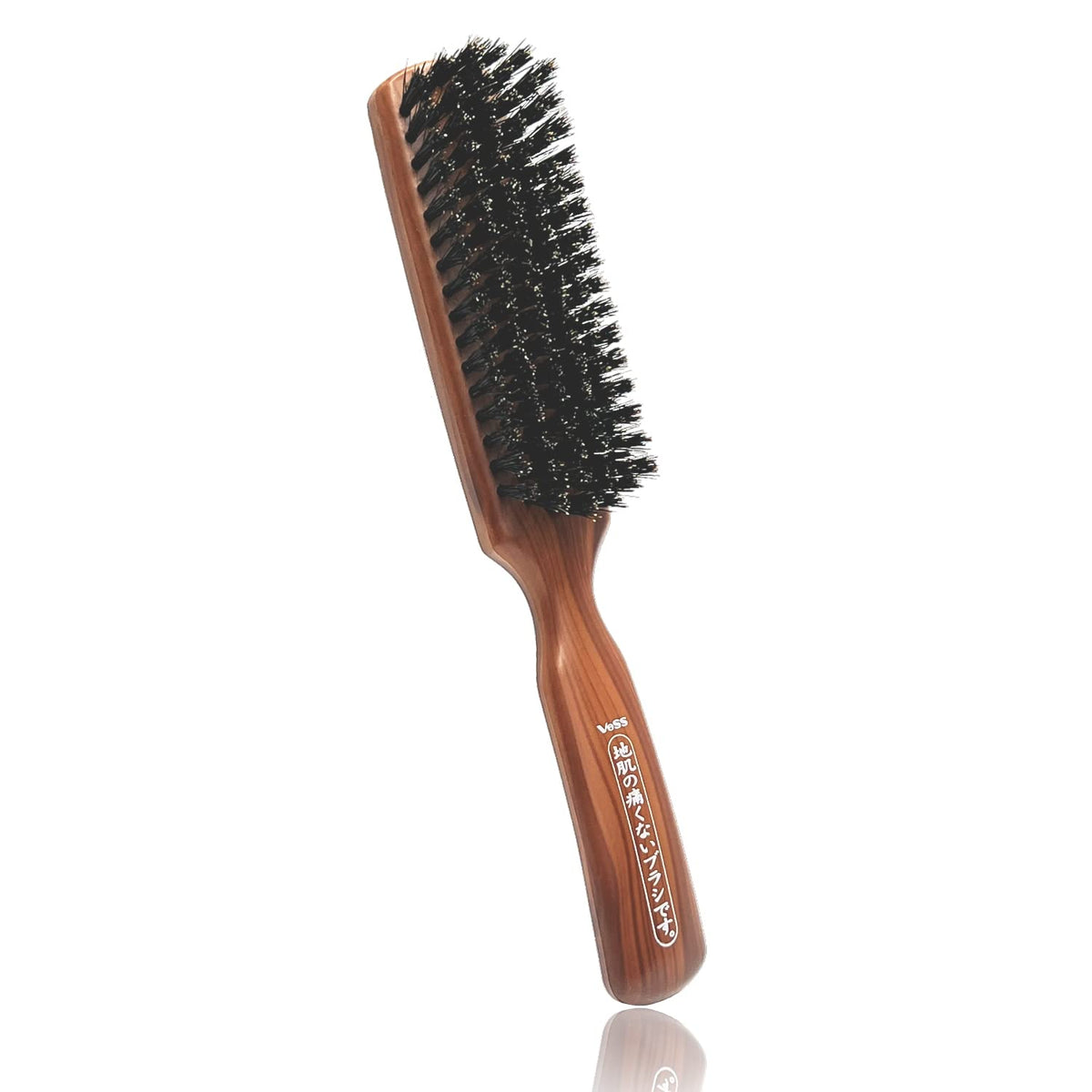 VESS Hairbrush Without Pain on Skin, Natural Hog Bristle Brushing Brush, JI-1300