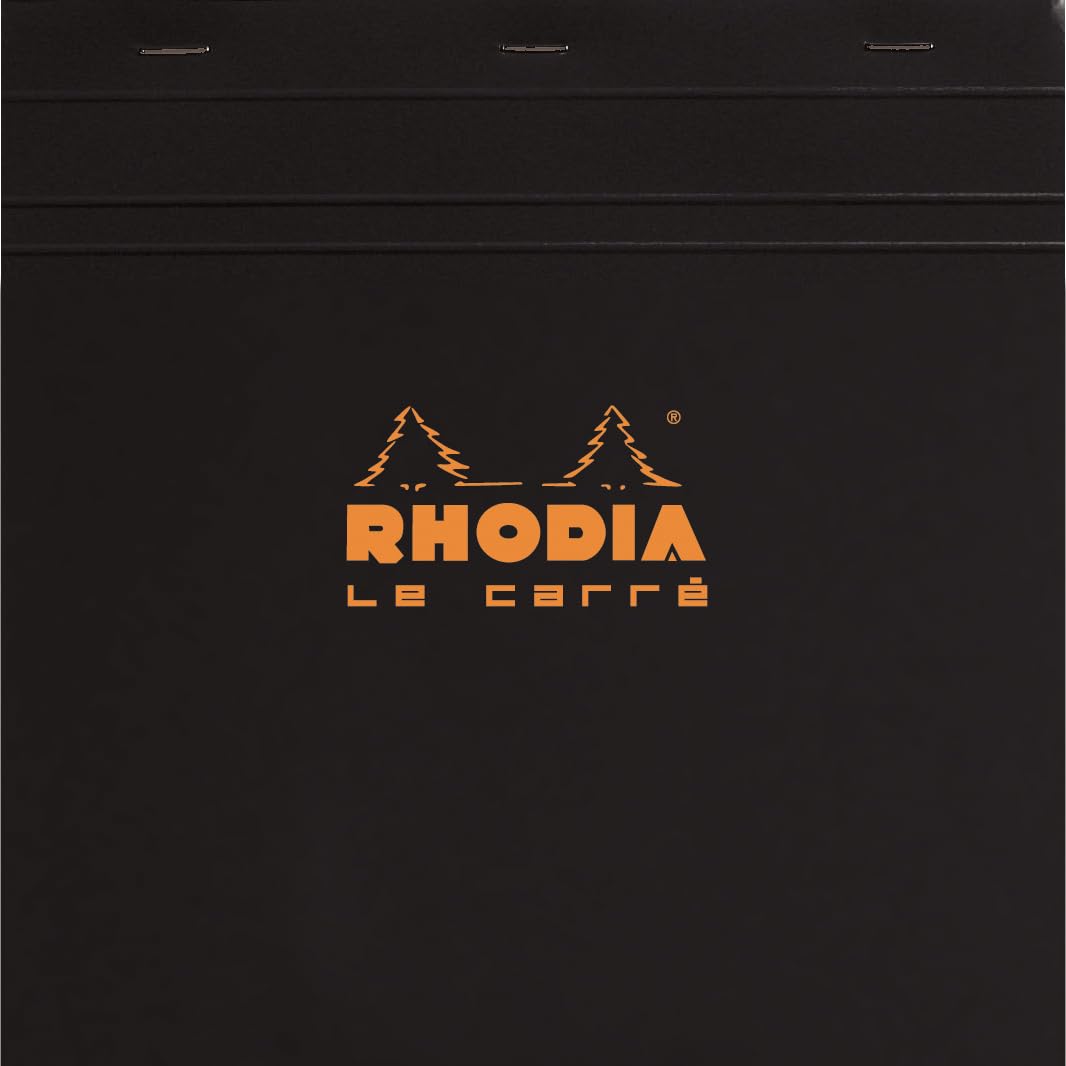 Rhodia Block Notepads, 80 Sheets with Water-Repellent Cover and Micro-Cut Perforation, Sizes No.10 to No.19 and A3+, Grid, Lined or Meeting Rule, Orange, Black or White, 1 to 5 Pads