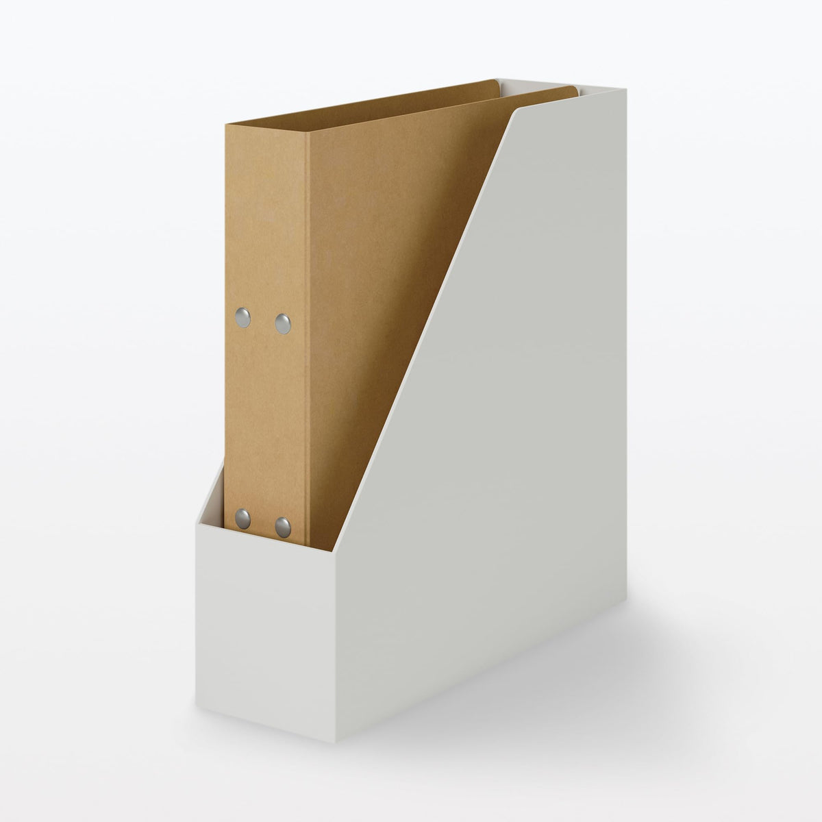 MUJI Stand File Box, Polypropylene with 20% Recycled Material, White-Grey, About 10 x 27.6 x 31.8 cm, Holds About 5 kg, A4 Files, 1 or 4 Boxes