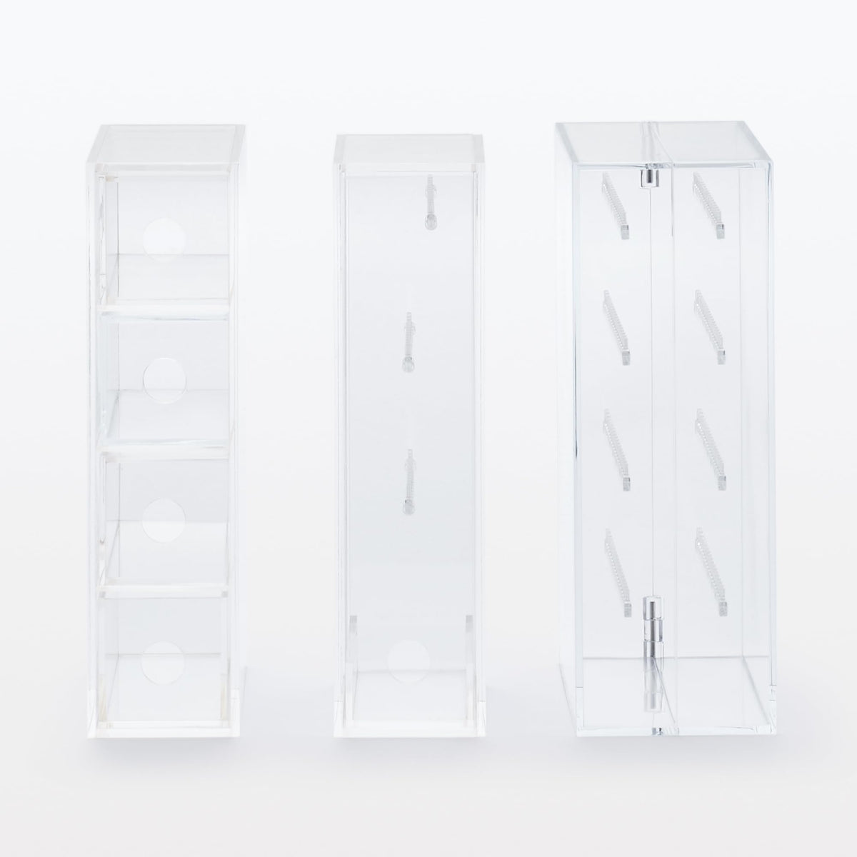 MUJI Acrylic Necklace and Earring Stand, Clear Stackable Jewellery Display with Hanging Hooks, 6.7 x 13 x 25 cm and 580 g