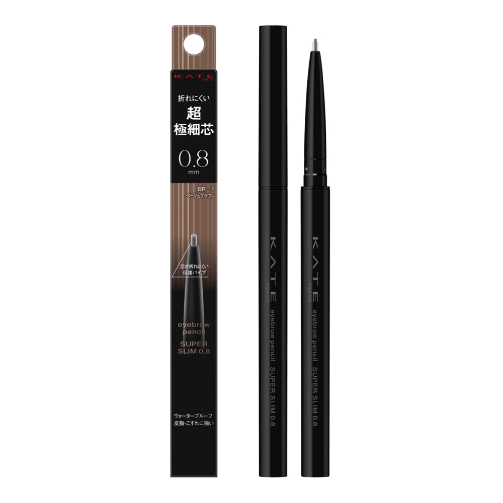 Kate Eyebrow Pencil Super Slim 0.8, Waterproof Mechanical Brow Pencil with Ultra-Fine 0.8 mm Break-Resistant Core and Protective Pipe, 6 Shades