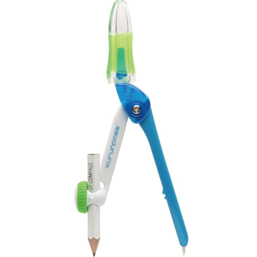 Sonic Kurunpass Pencil Compass with Twist Cap and Short Safety Needle, Centre-Mechanism Head, School Type SK-753-K Navy or SK-744-B Blue and Green, Case 160 x 50 x 25 mm